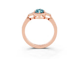 Rose gold Marquise Cut Blue Topaz Halo Ring with Tapered Band and Four-Prong Setting_3
