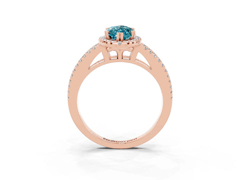 Rose gold Marquise Cut Blue Topaz Halo Split Shank Engagement Ring_15