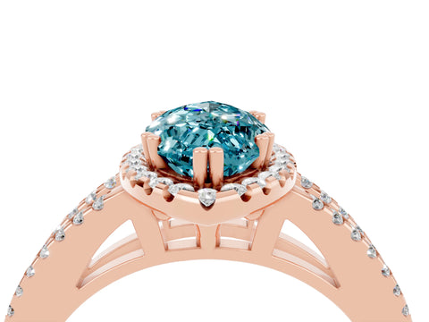 Rose gold Marquise Cut Blue Topaz Halo Split Shank Engagement Ring_16