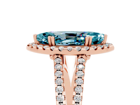 Rose gold Marquise Cut Blue Topaz Halo Split Shank Engagement Ring_17