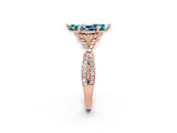 Rose gold Marquise Cut Blue Topaz  Halo Twist Band Solitaire Prong Setting Ring_26