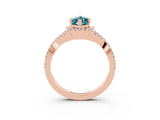 Rose gold Marquise Cut Blue Topaz  Halo Twist Band Solitaire Prong Setting Ring_27