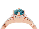 Rose gold Marquise Cut Blue Topaz  Halo Twist Band Solitaire Prong Setting Ring_28