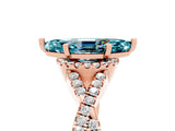Rose gold Marquise Cut Blue Topaz  Halo Twist Band Solitaire Prong Setting Ring_29