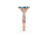 Rose gold Marquise Cut Blue Topaz  Halo Twist Band Solitaire Prong Setting Ring_44
