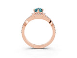 Rose gold Marquise Cut Blue Topaz  Halo Twist Band Solitaire Prong Setting Ring_45