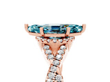 Rose gold Marquise Cut Blue Topaz  Halo Twist Band Solitaire Prong Setting Ring_47