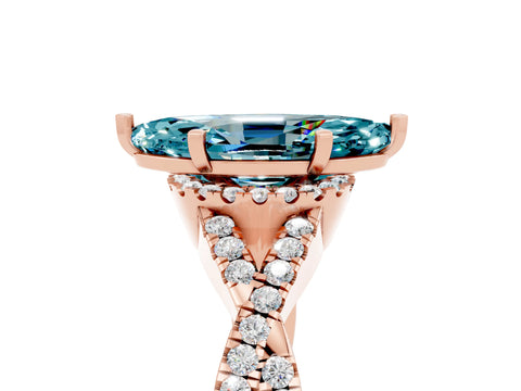 Rose gold Marquise Cut Blue Topaz Halo Twist Band Solitaire Prong Setting Ring_5