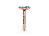 Rose gold Marquise Cut Blue Topaz Milgrain Pavé Engagement Ring with Four-Prong Setting_2