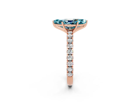 Rose gold Marquise Cut Blue Topaz Pavé Solitaire Engagement Ring with Four-Prong Setting_14