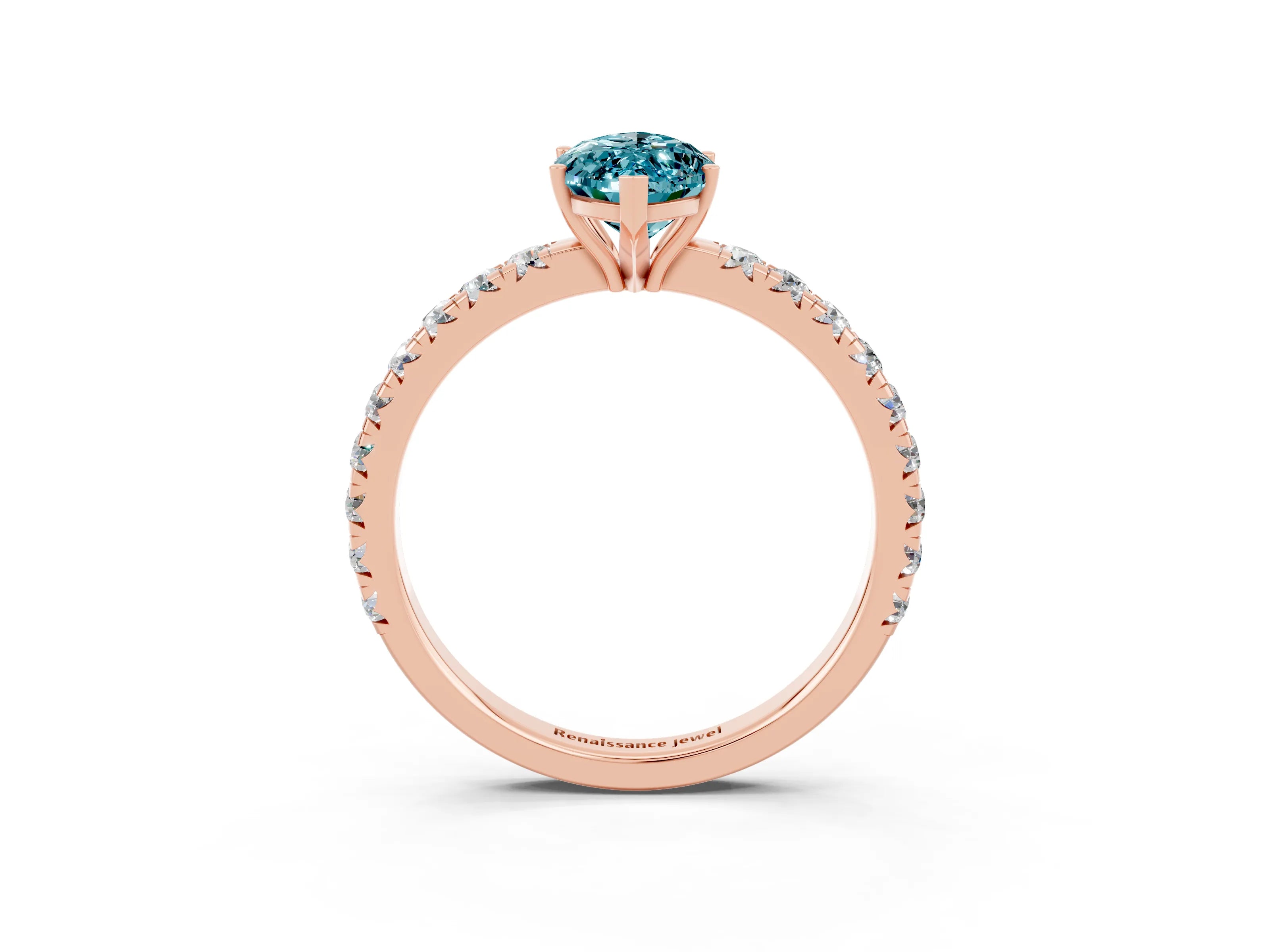 Rose gold Marquise Cut Blue Topaz Pavé Solitaire Engagement Ring with Four-Prong Setting_15