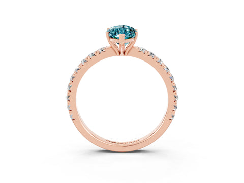 Rose gold Marquise Cut Blue Topaz Pavé Solitaire Engagement Ring with Four-Prong Setting_15