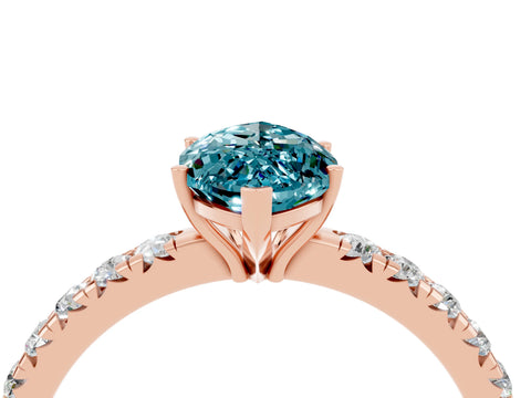 Rose gold Marquise Cut Blue Topaz Pavé Solitaire Engagement Ring with Four-Prong Setting_16