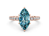 Rose gold Marquise Cut Blue Topaz Pavé Solitaire Ring with Round Band and Prong Setting_24
