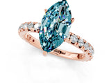 Rose gold Marquise Cut Blue Topaz Pavé Solitaire Ring with Round Band and Prong Setting_25