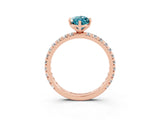 Rose gold Marquise Cut Blue Topaz Pavé Solitaire Ring with Round Band and Prong Setting_27