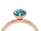 Rose gold Marquise Cut Blue Topaz Pavé Solitaire Ring with Round Band and Prong Setting_28