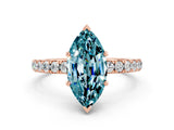 Rose gold Marquise Cut Blue Topaz Pave Band Solitaire Ring with Four-Prong Setting_36