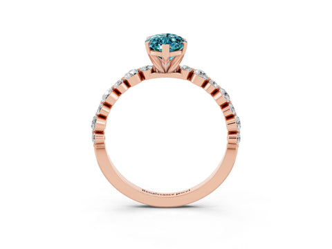 Rose gold Marquise Cut Blue Topaz Prong Set Engagement Ring with Pavé Band_3