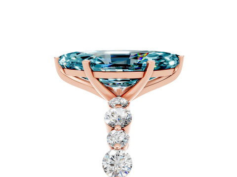 Rose gold Marquise Cut Blue Topaz Prong Set Engagement Ring with Pavé Band_5