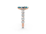 Rose gold Marquise Cut Blue Topaz Prong Setting with Side Stones on a Pave Band_2