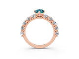 Rose gold Marquise Cut Blue Topaz Prong Setting with Side Stones on a Pave Band_3