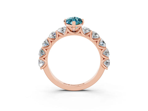 Rose gold Marquise Cut Blue Topaz Prong Setting with Side Stones on a Pave Band_3