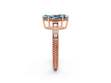 Rose gold Marquise Cut Blue Topaz Ring with Milgrain Pavé Band and Four-Prong Setting_14