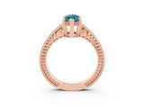 Rose gold Marquise Cut Blue Topaz Ring with Milgrain Pavé Band and Four-Prong Setting_15