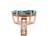Rose gold Marquise Cut Blue Topaz Ring with Milgrain Pavé Band and Four-Prong Setting_17