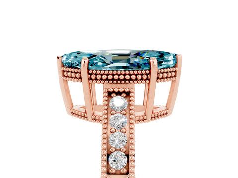 Rose gold Marquise Cut Blue Topaz Ring with Milgrain Pavé Band and Four-Prong Setting_17