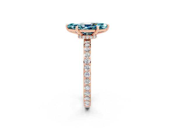 Rose gold Marquise Cut Blue Topaz Pavé Engagement Ring with Round  Accents and Prong Setting