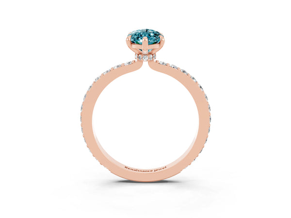 Rose gold Marquise Cut Blue Topaz Pavé Engagement Ring with Round  Accents and Prong Setting