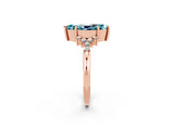 Rose gold Marquise Cut Blue Topaz Ring with Side Stones and Four-Prong Setting_38