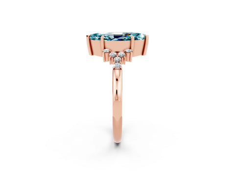 Rose gold Marquise Cut Blue Topaz Ring with Side Stones and Four-Prong Setting_38