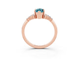 Rose gold Marquise Cut Blue Topaz Ring with Side Stones and Four-Prong Setting_39