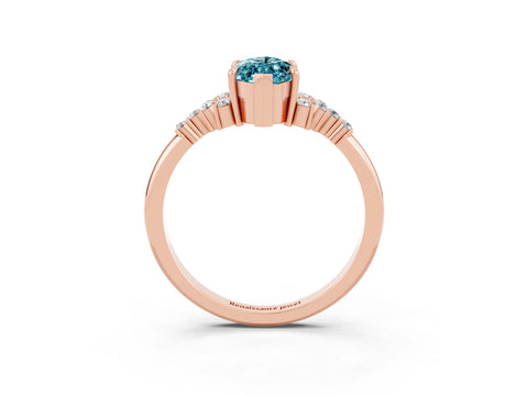 Rose gold Marquise Cut Blue Topaz Ring with Side Stones and Four-Prong Setting_39