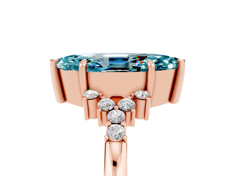 Rose gold Marquise Cut Blue Topaz Ring with Side Stones and Four-Prong Setting_41