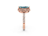Rose gold Marquise Cut Blue Topaz Scalloped Halo Engagement Ring with Round Shared Prong Band_14