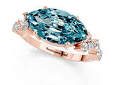 Rose gold Marquise Cut Blue Topaz Scattered Round Accent Ring with Prong Setting_13