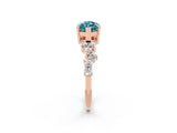 Rose gold Marquise Cut Blue Topaz Scattered Round Accent Ring with Prong Setting_14