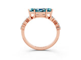 Rose gold Marquise Cut Blue Topaz Scattered Round Accent Ring with Prong Setting_15