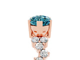 Rose gold Marquise Cut Blue Topaz Scattered Round Accent Ring with Prong Setting_17