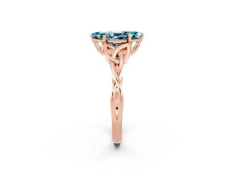 Rose gold Marquise Cut Blue Topaz Solitaire Celtic Knot Ring with Four-Prong Setting_14