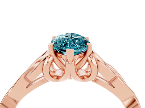 Rose gold Marquise Cut Blue Topaz Solitaire Celtic Knot Ring with Four-Prong Setting_16
