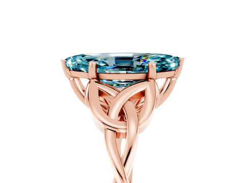 Rose gold Marquise Cut Blue Topaz Solitaire Celtic Knot Ring with Four-Prong Setting_17