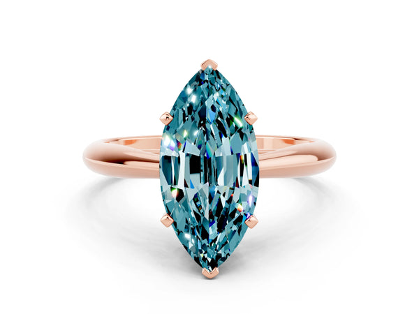 Rose gold Marquise Cut Blue Topaz Solitaire Engagement Ring with Cathedral Setting and Four-Prong Mount