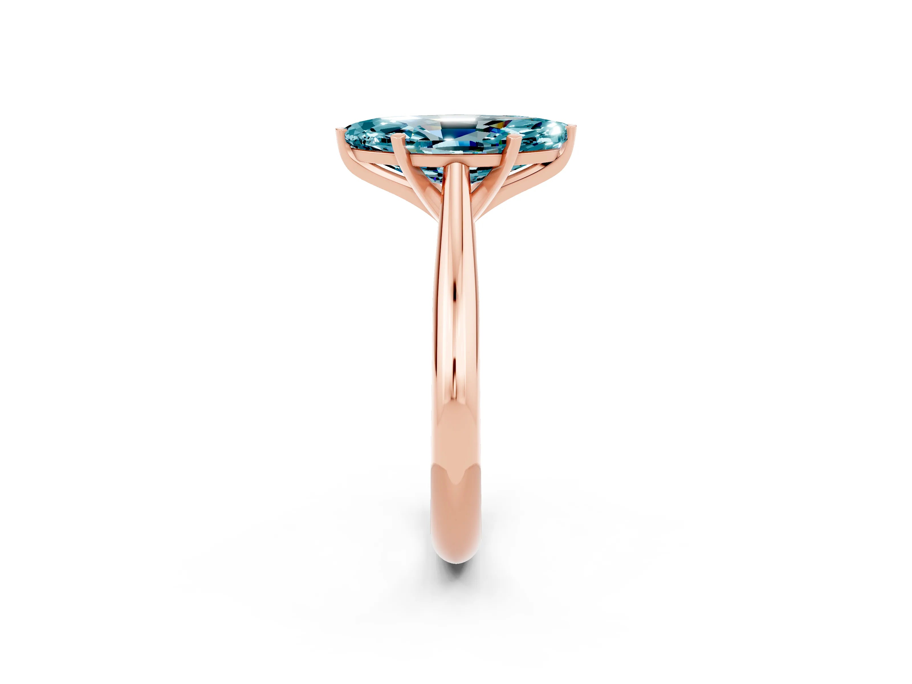 Rose gold Marquise Cut Blue Topaz Solitaire Engagement Ring with Cathedral Setting and Four-Prong Mount_14