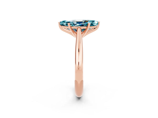 Rose gold Marquise Cut Blue Topaz Solitaire Engagement Ring with Cathedral Setting and Four-Prong Mount
