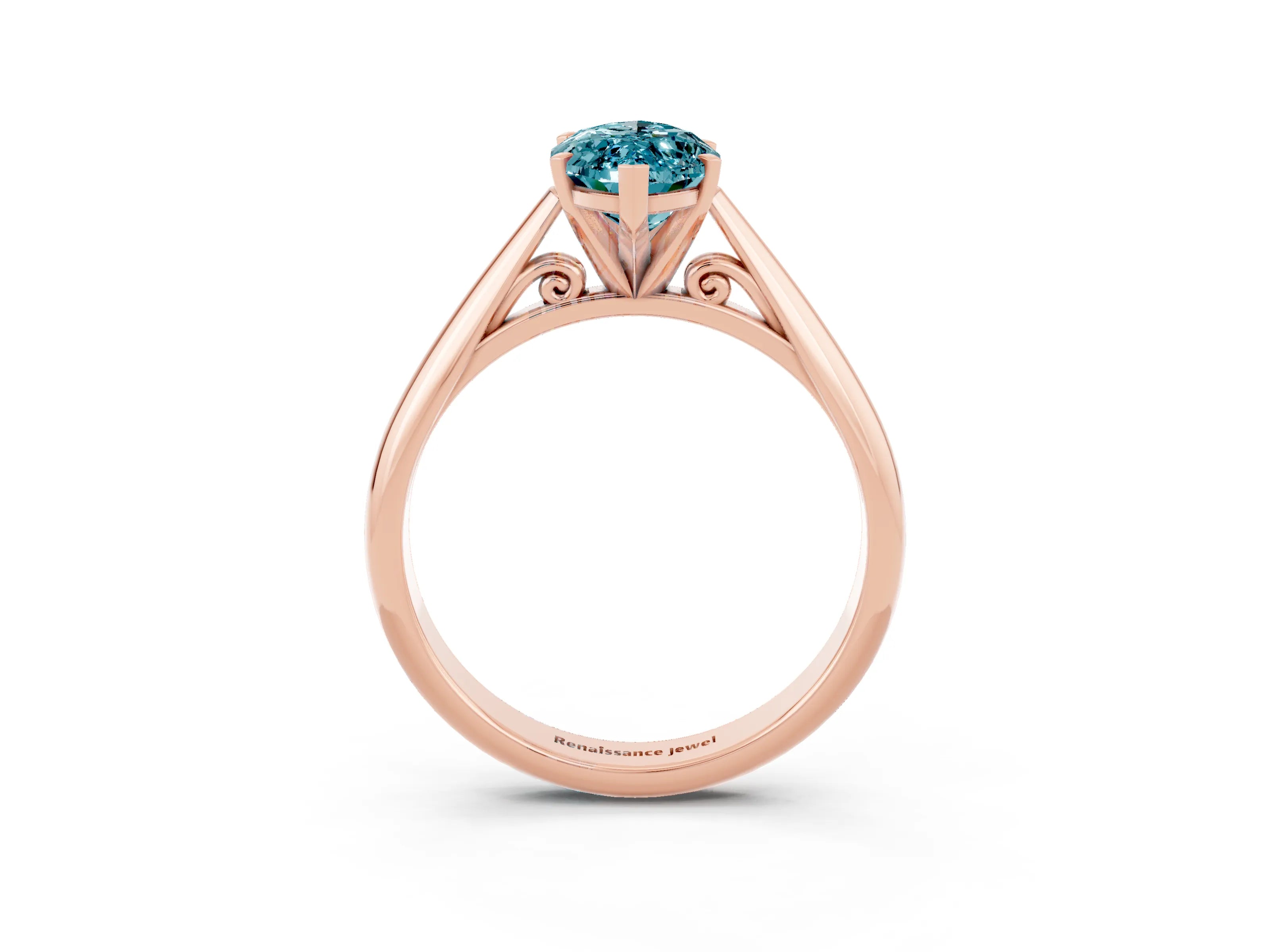 Rose gold Marquise Cut Blue Topaz Solitaire Engagement Ring with Cathedral Setting and Four-Prong Mount_15